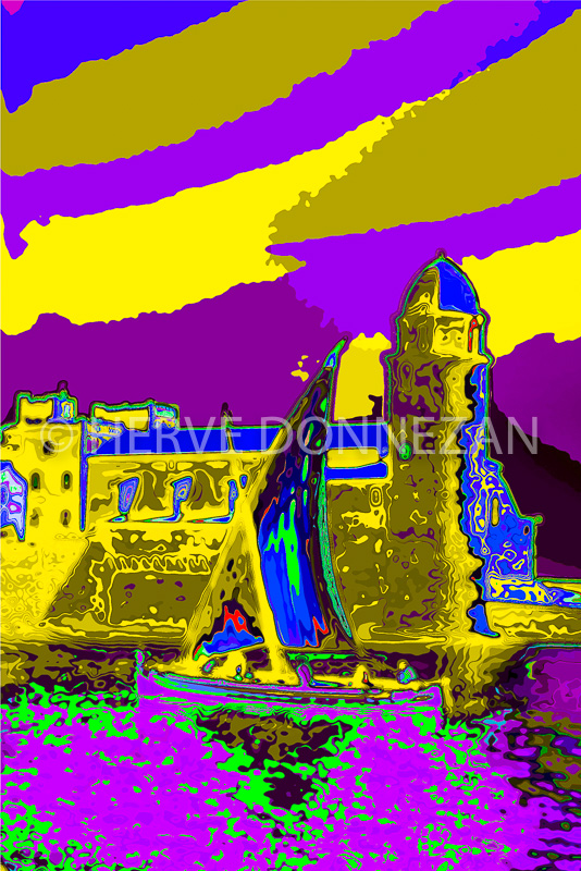 2540 -2-COLLIOURE POPART VIOLET JAUNE BLEU